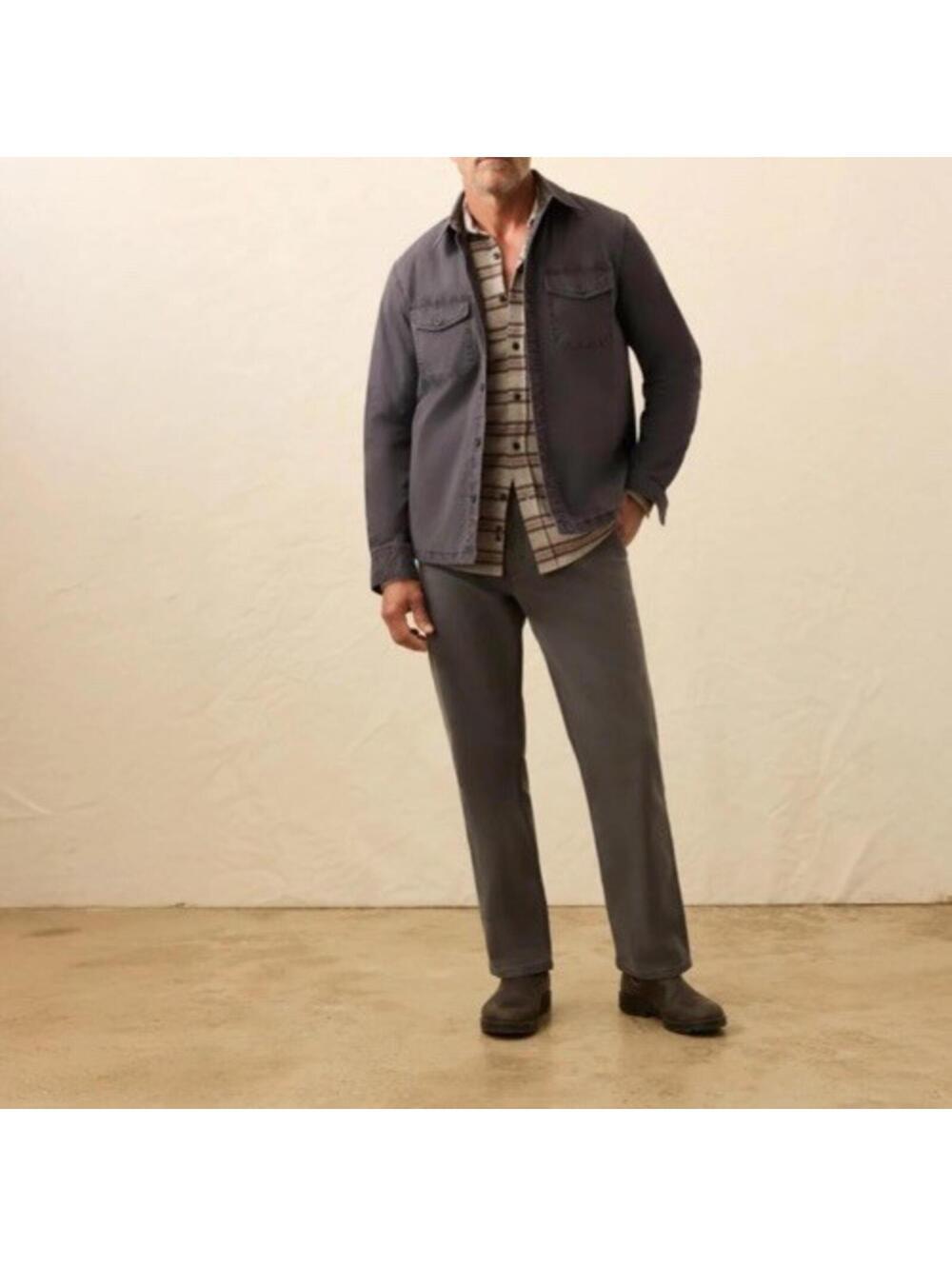 $248 Faherty Lakeside CPO Washed Charcoal Shirt Jacket Size Small